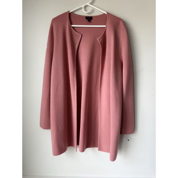 Talbots Coral Pink Merino Wool Open Front Cardigan Womens Large - Picture 1 of 7